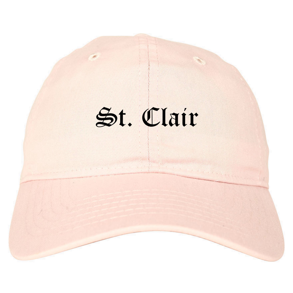 St. Clair Michigan MI Old English Mens Dad Hat Baseball Cap Pink