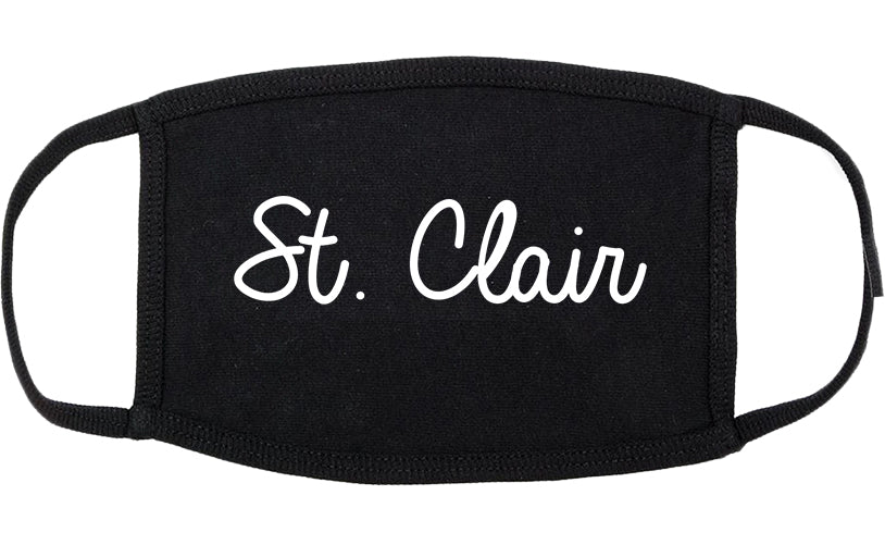 St. Clair Michigan MI Script Cotton Face Mask Black