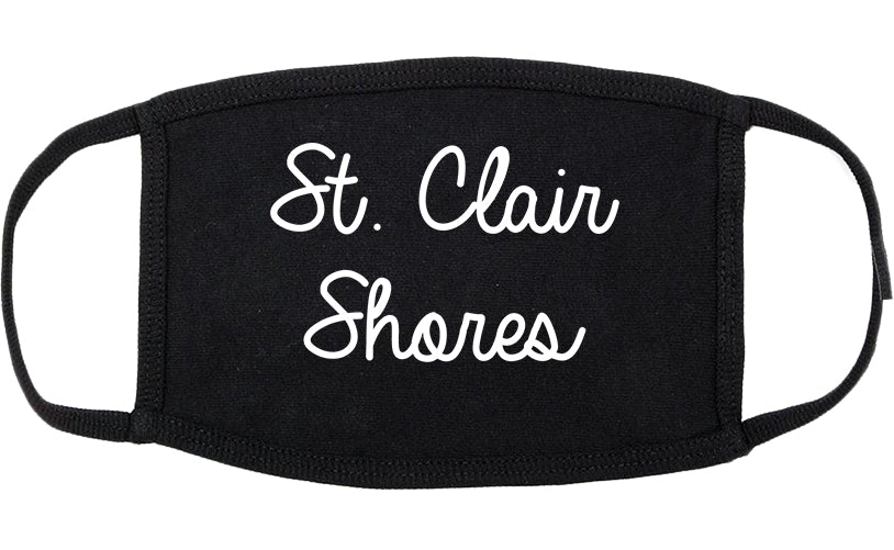 St. Clair Shores Michigan MI Script Cotton Face Mask Black