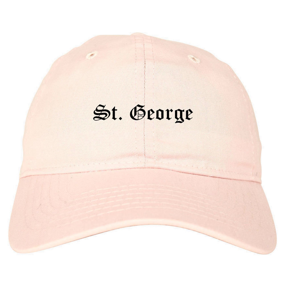 St. George Utah UT Old English Mens Dad Hat Baseball Cap Pink