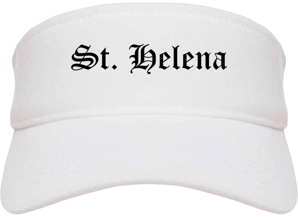 St. Helena California CA Old English Mens Visor Cap Hat White