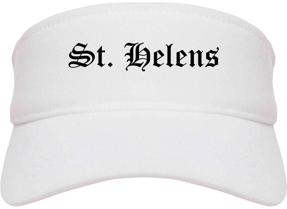 St. Helens Oregon OR Old English Mens Visor Cap Hat White