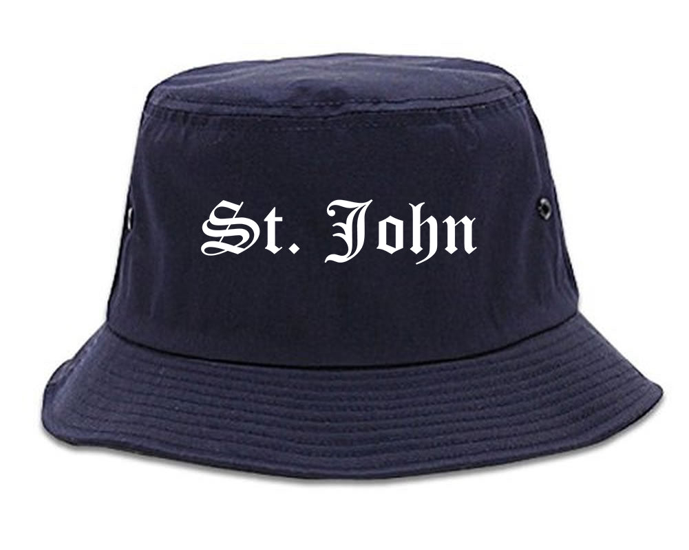 St. John Missouri MO Old English Mens Bucket Hat Navy Blue