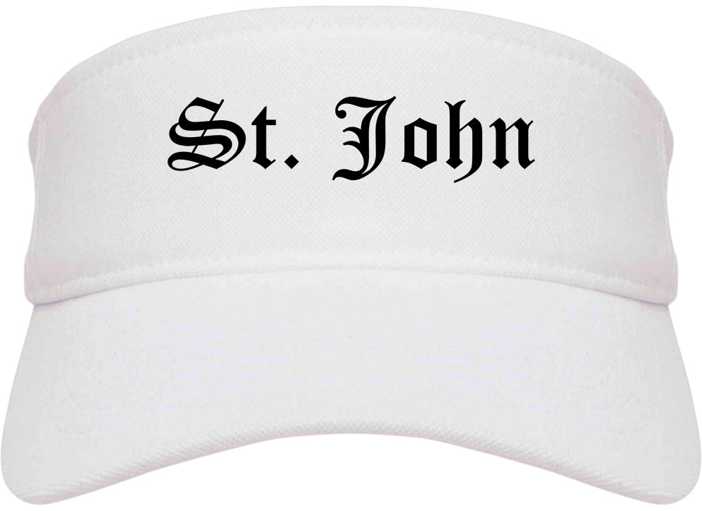 St. John Missouri MO Old English Mens Visor Cap Hat White