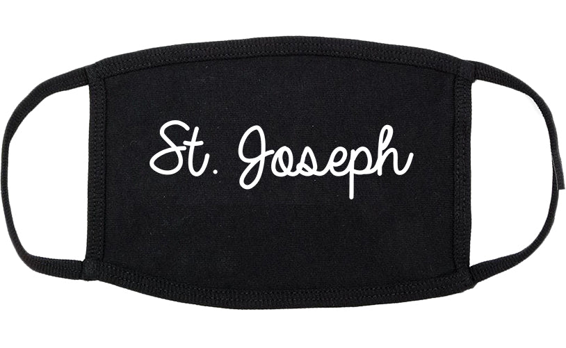 St. Joseph Michigan MI Script Cotton Face Mask Black