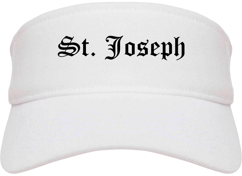 St. Joseph Missouri MO Old English Mens Visor Cap Hat White