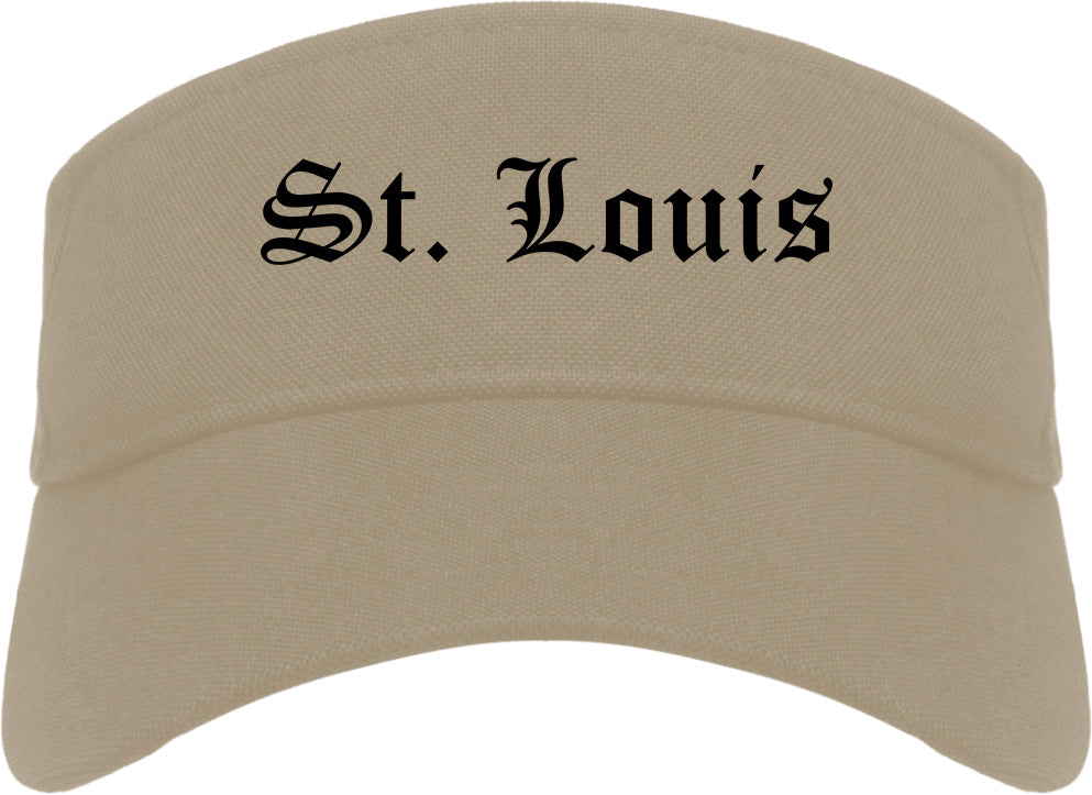 St. Louis Missouri MO Old English Mens Visor Cap Hat Khaki