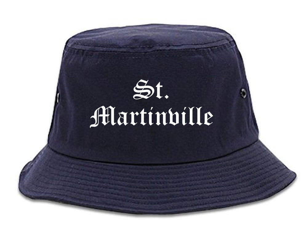 St. Martinville Louisiana LA Old English Mens Bucket Hat Navy Blue