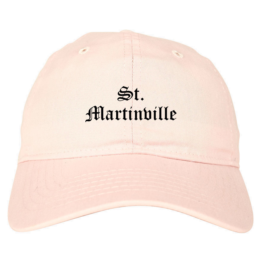 St. Martinville Louisiana LA Old English Mens Dad Hat Baseball Cap Pink