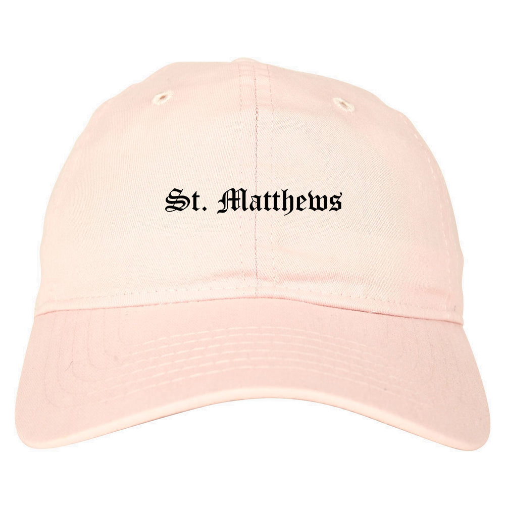 St. Matthews Kentucky KY Old English Mens Dad Hat Baseball Cap Pink