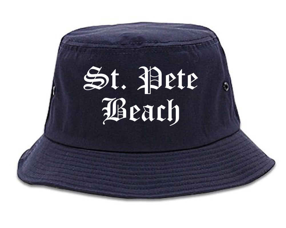 St. Pete Beach Florida FL Old English Mens Bucket Hat Navy Blue