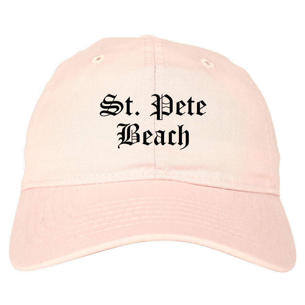 St. Pete Beach Florida FL Old English Mens Dad Hat Baseball Cap Pink