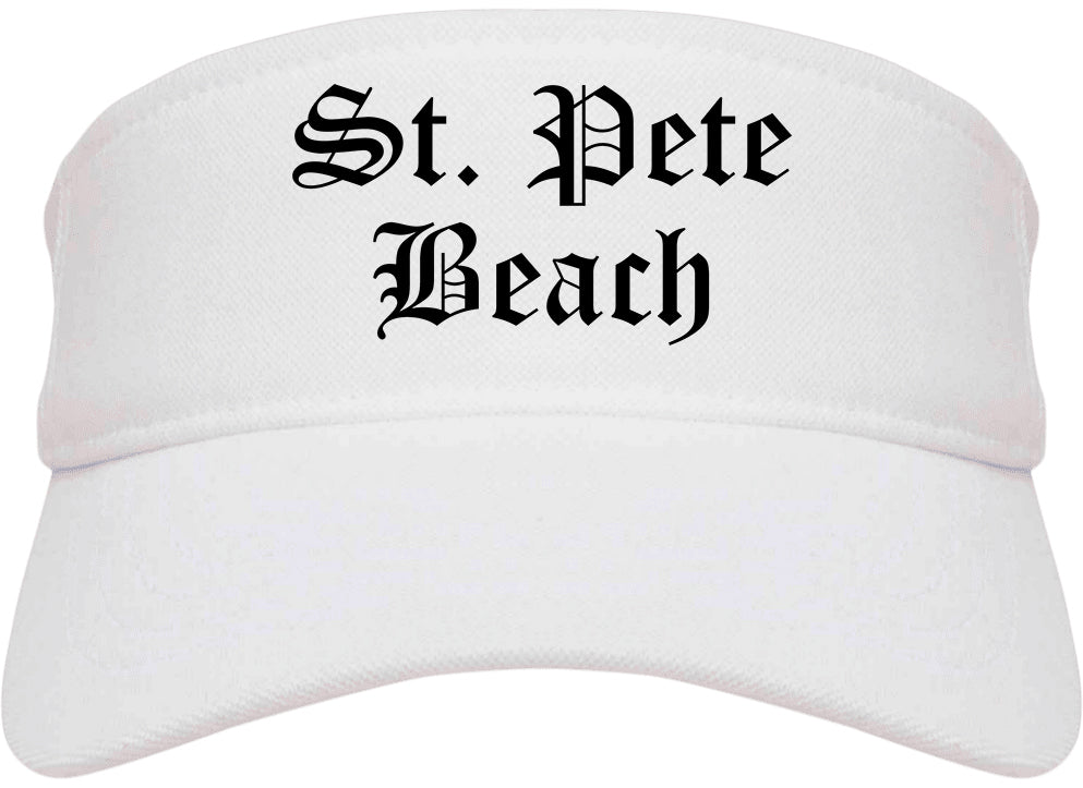 St. Pete Beach Florida FL Old English Mens Visor Cap Hat White