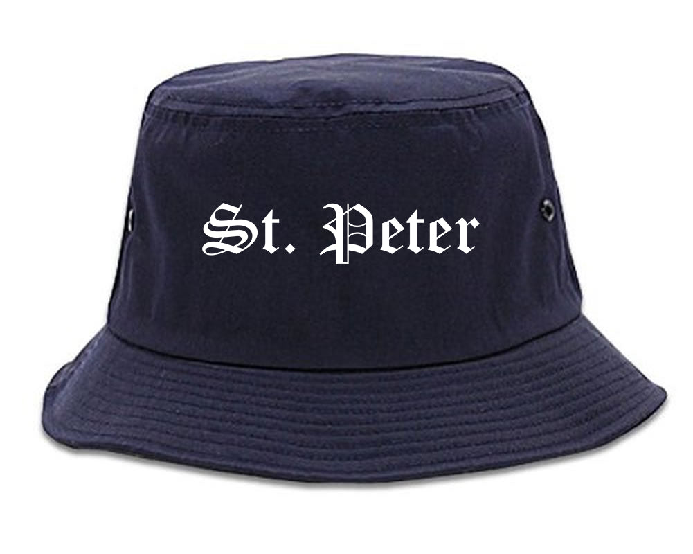 St. Peter Minnesota MN Old English Mens Bucket Hat Navy Blue