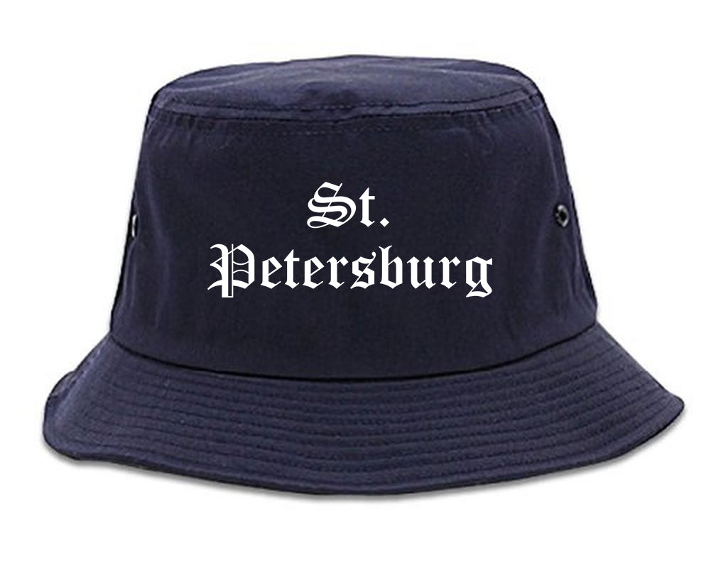 St. Petersburg Florida FL Old English Mens Bucket Hat Navy Blue