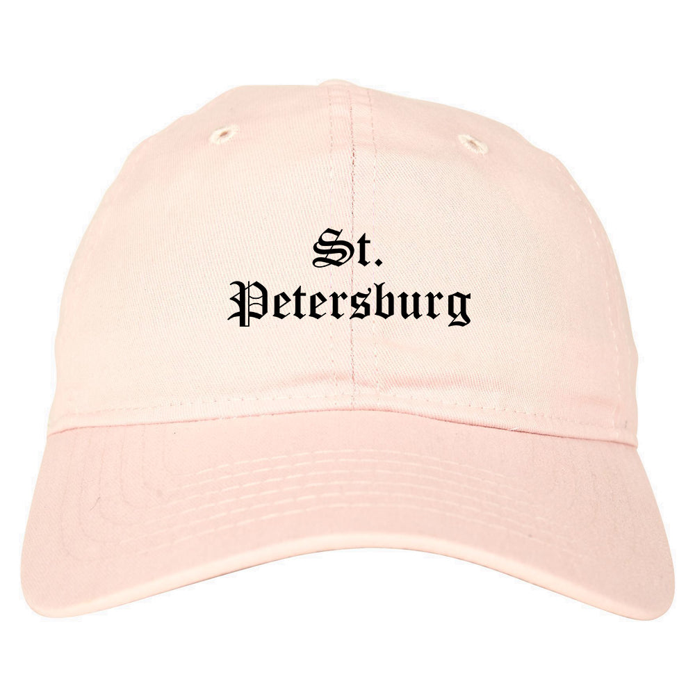St. Petersburg Florida FL Old English Mens Dad Hat Baseball Cap Pink