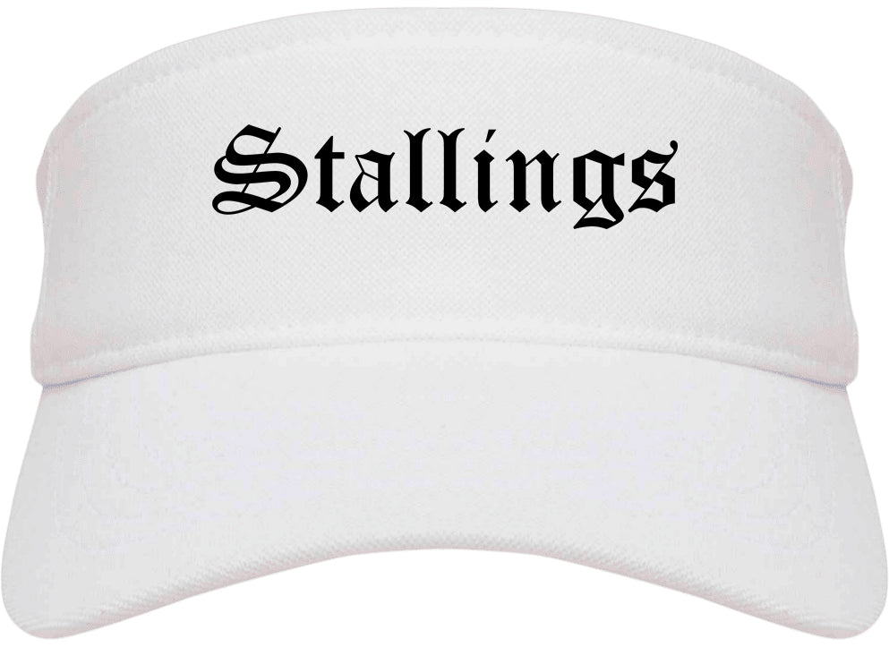 Stallings North Carolina NC Old English Mens Visor Cap Hat White