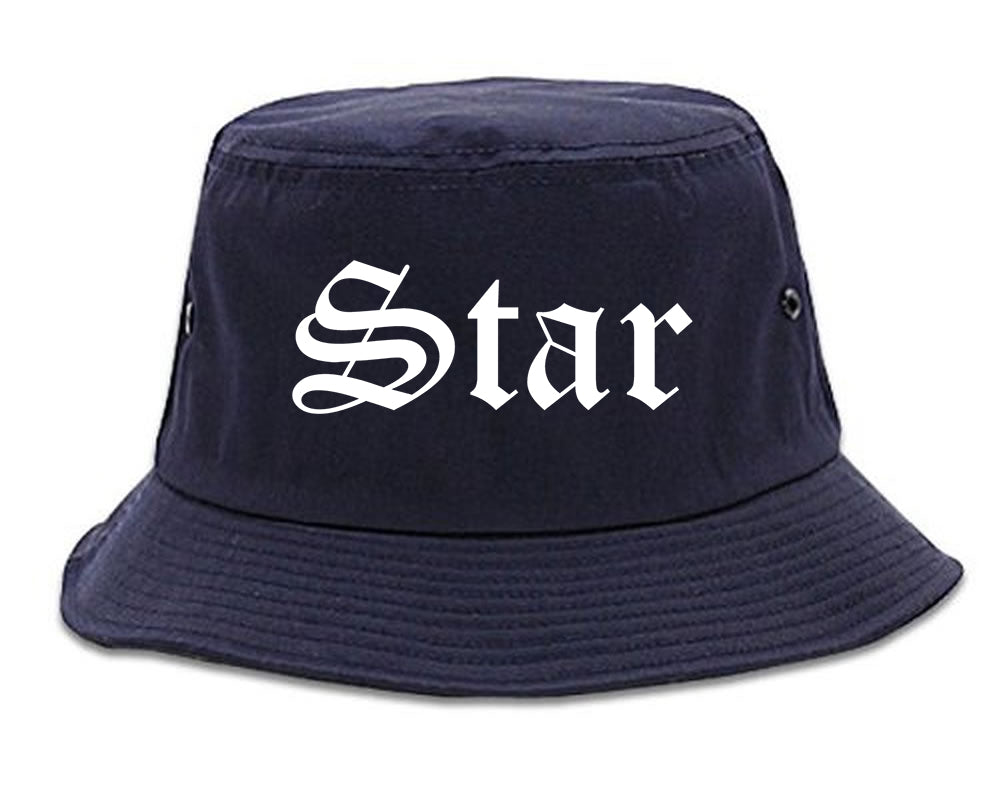 Star Idaho ID Old English Mens Bucket Hat Navy Blue
