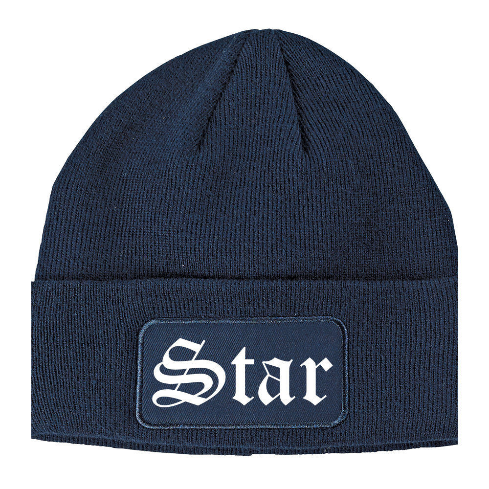 Star Idaho ID Old English Mens Knit Beanie Hat Cap Navy Blue