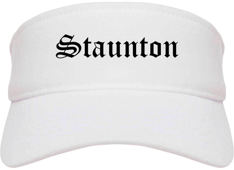 Staunton Illinois IL Old English Mens Visor Cap Hat White