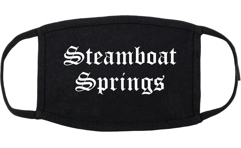 Steamboat Springs Colorado CO Old English Cotton Face Mask Black