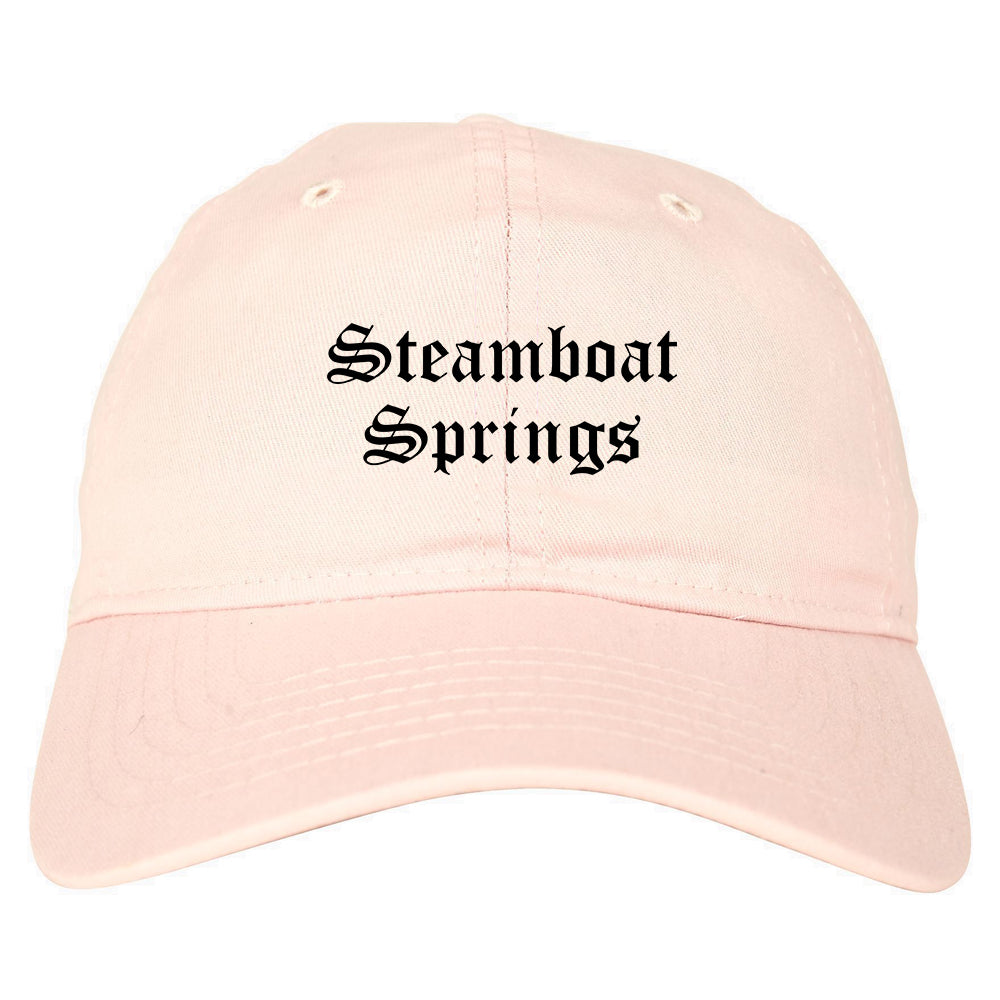 Steamboat Springs Colorado CO Old English Mens Dad Hat Baseball Cap Pink