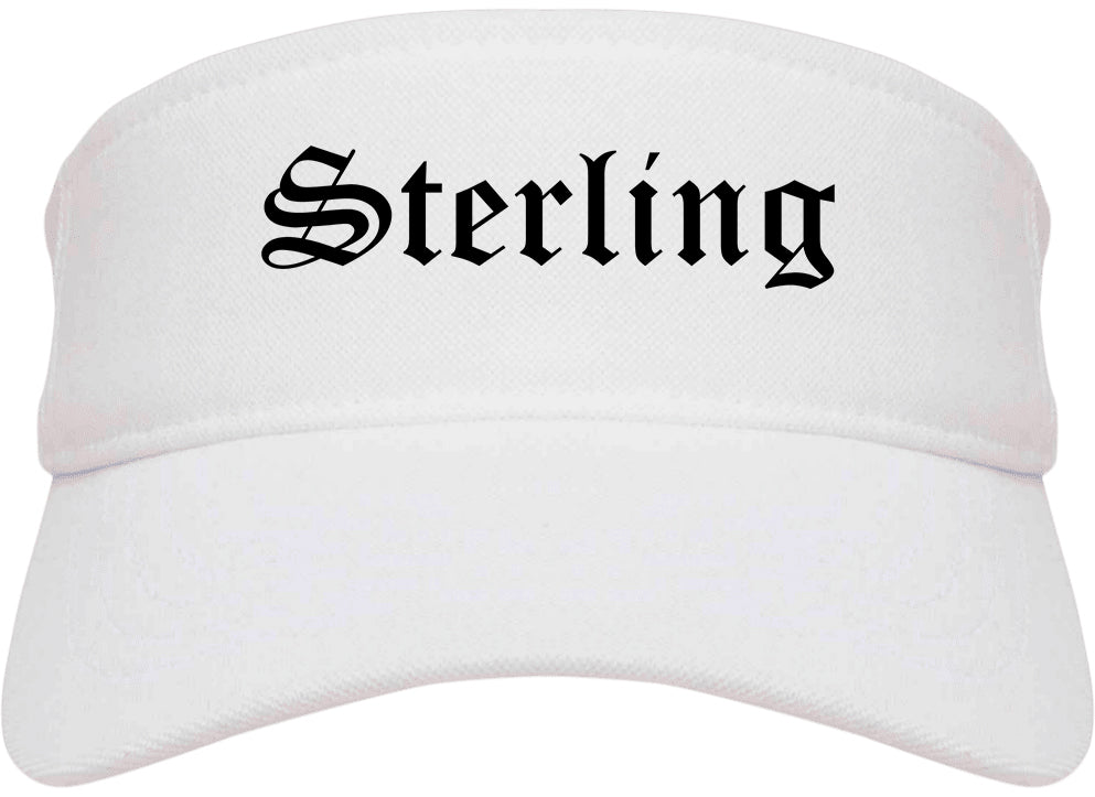 Sterling Colorado CO Old English Mens Visor Cap Hat White