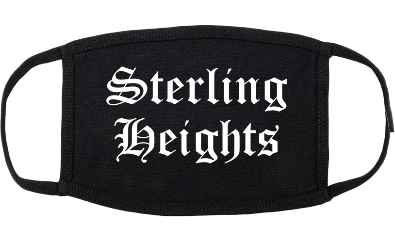 Sterling Heights Michigan MI Old English Cotton Face Mask Black