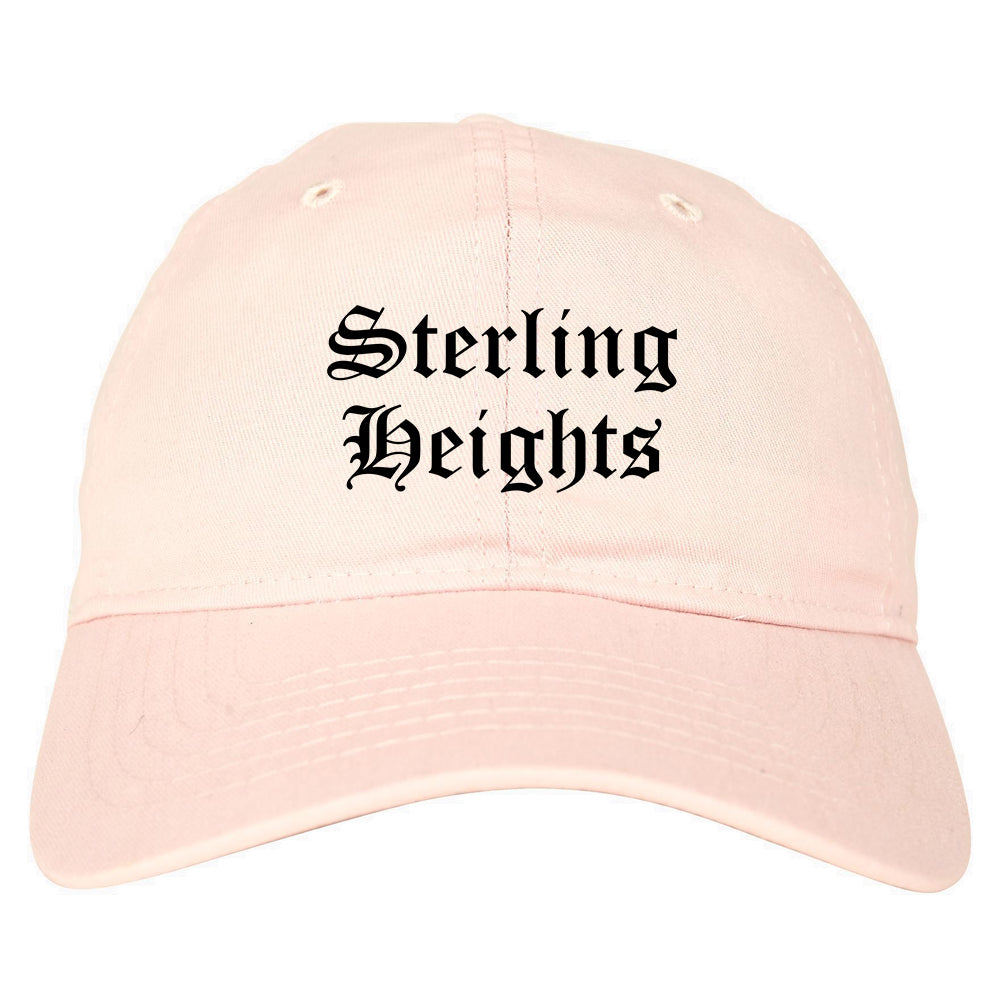 Sterling Heights Michigan MI Old English Mens Dad Hat Baseball Cap Pink