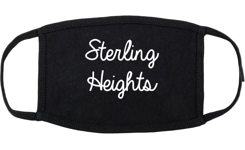 Sterling Heights Michigan MI Script Cotton Face Mask Black