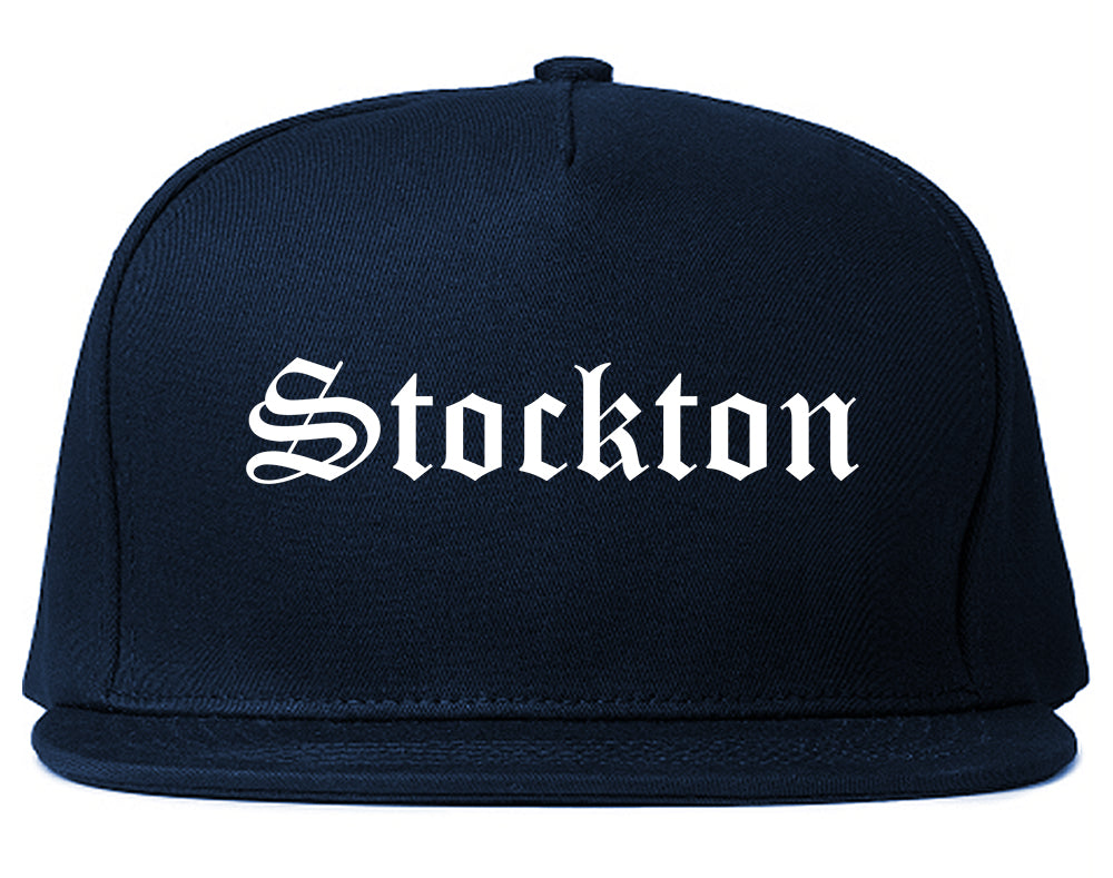 Stockton California CA Old English Mens Snapback Hat Navy Blue