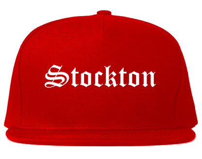 Stockton California CA Old English Mens Snapback Hat Red