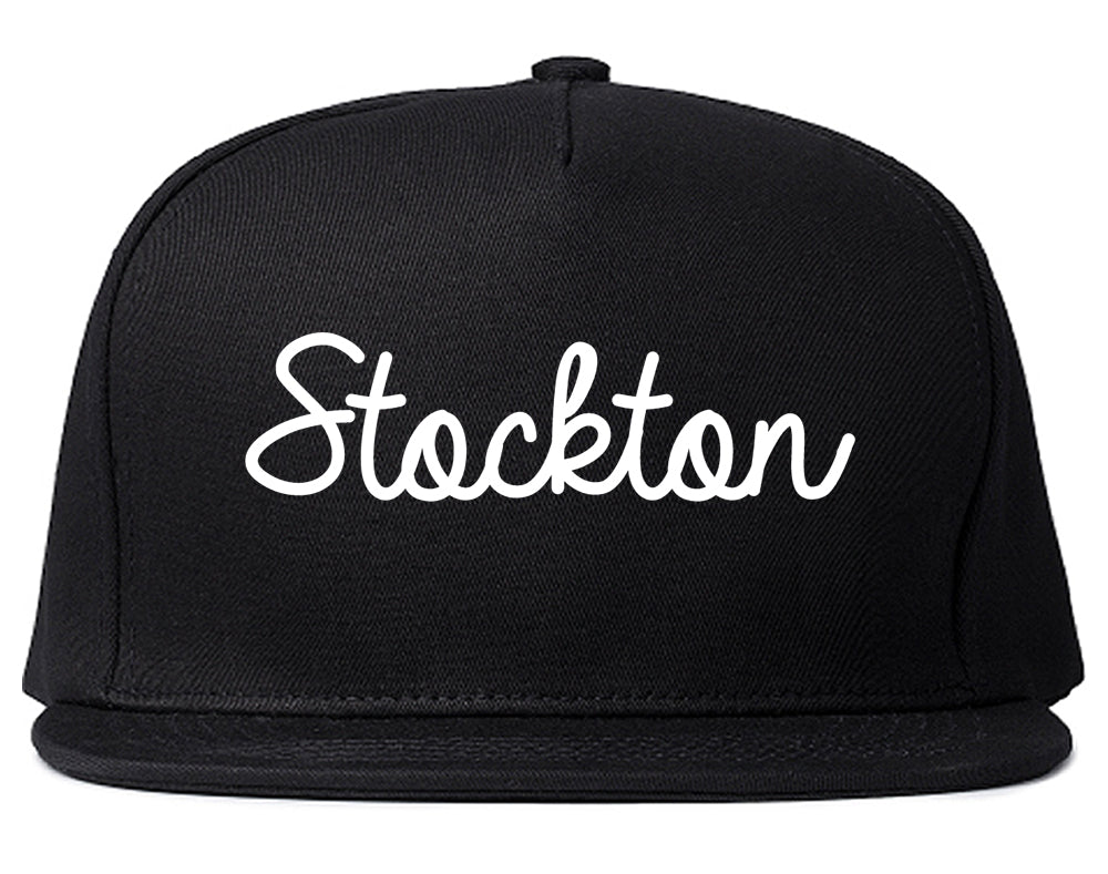 Stockton California CA Script Mens Snapback Hat Black