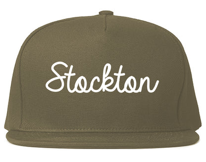 Stockton California CA Script Mens Snapback Hat Grey