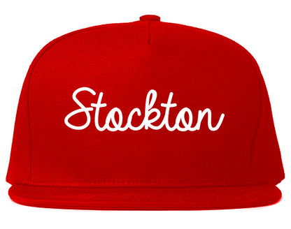 Stockton California CA Script Mens Snapback Hat Red