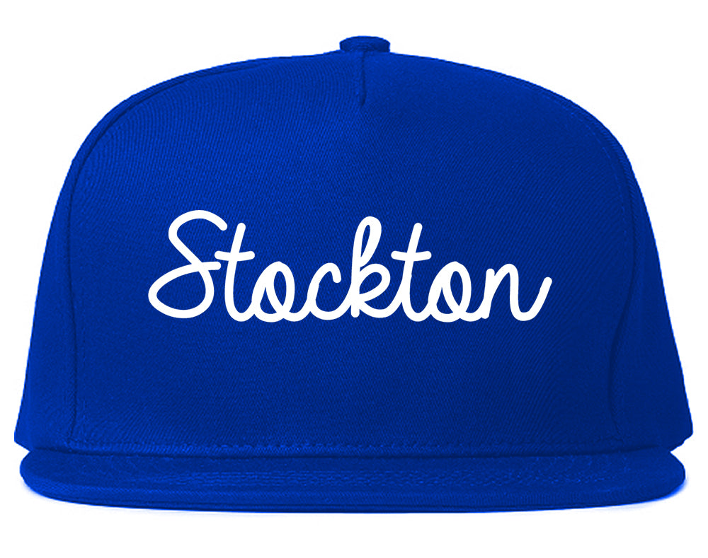 Stockton California CA Script Mens Snapback Hat Royal Blue