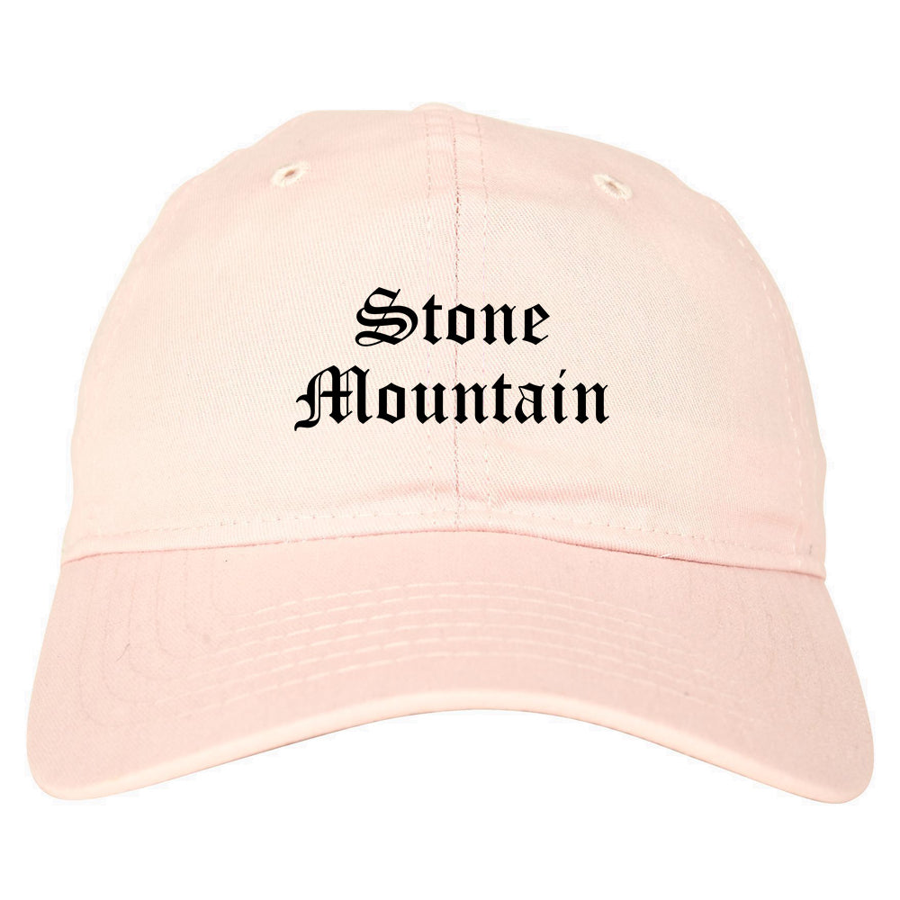 Stone Mountain Georgia GA Old English Mens Dad Hat Baseball Cap Pink