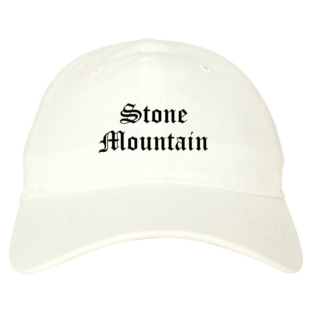 Stone Mountain Georgia GA Old English Mens Dad Hat Baseball Cap White