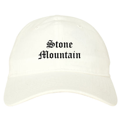 Stone Mountain Georgia GA Old English Mens Dad Hat Baseball Cap White