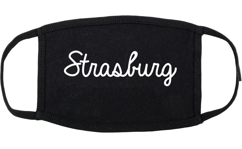 Strasburg Virginia VA Script Cotton Face Mask Black