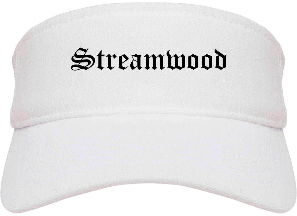 Streamwood Illinois IL Old English Mens Visor Cap Hat White