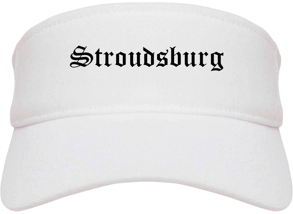 Stroudsburg Pennsylvania PA Old English Mens Visor Cap Hat White