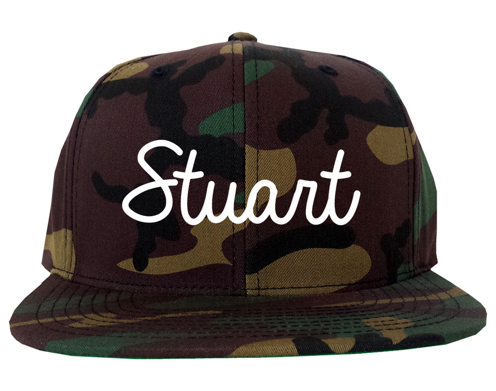 Stuart Florida FL Script Mens Snapback Hat Army Camo