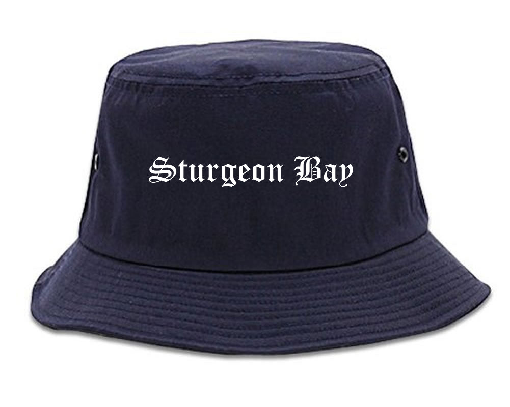 Sturgeon Bay Wisconsin WI Old English Mens Bucket Hat Navy Blue
