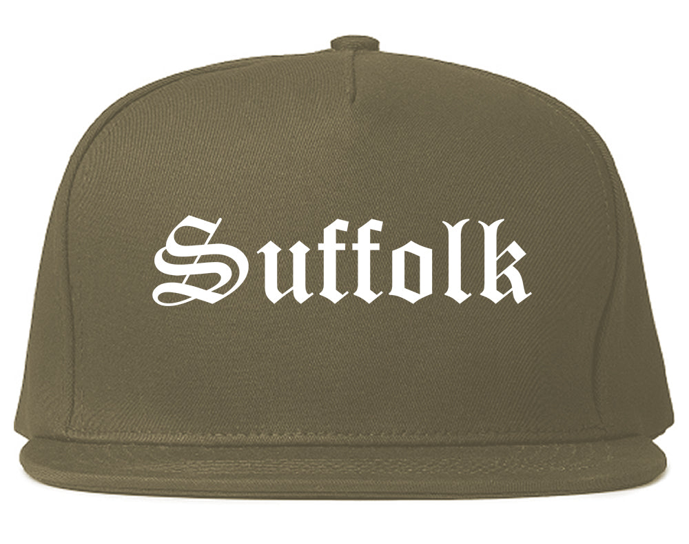 Suffolk Virginia VA Old English Mens Snapback Hat Grey
