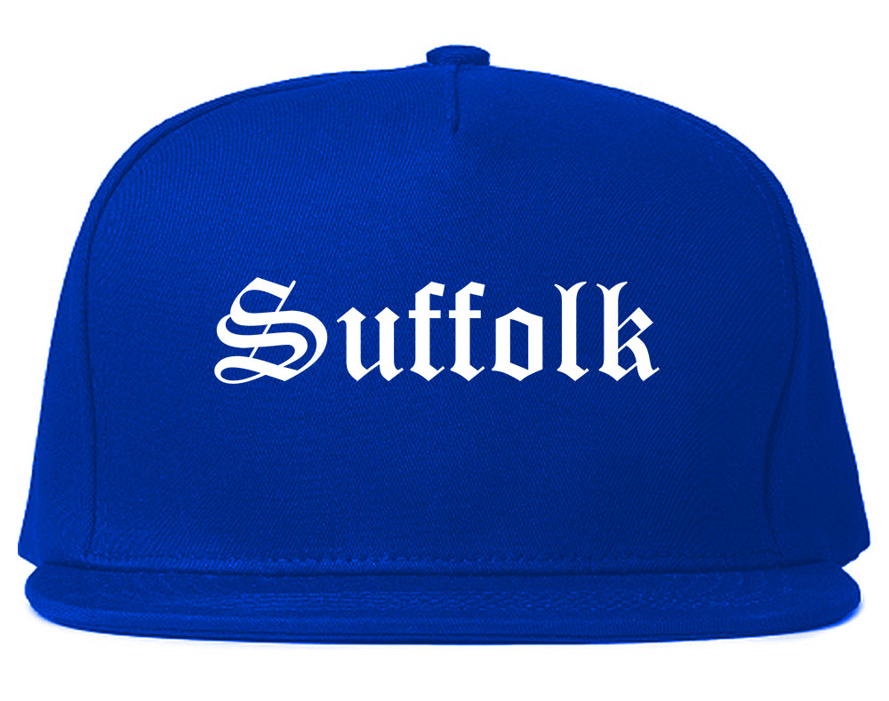 Suffolk Virginia VA Old English Mens Snapback Hat Royal Blue