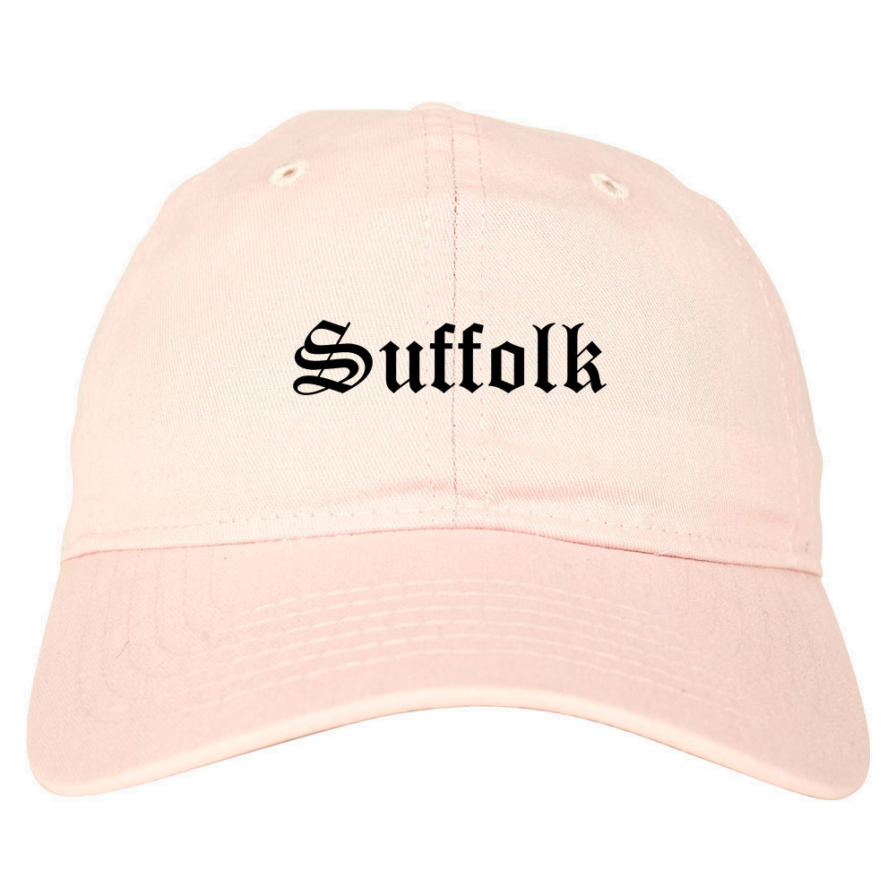 Suffolk Virginia VA Old English Mens Dad Hat Baseball Cap Pink