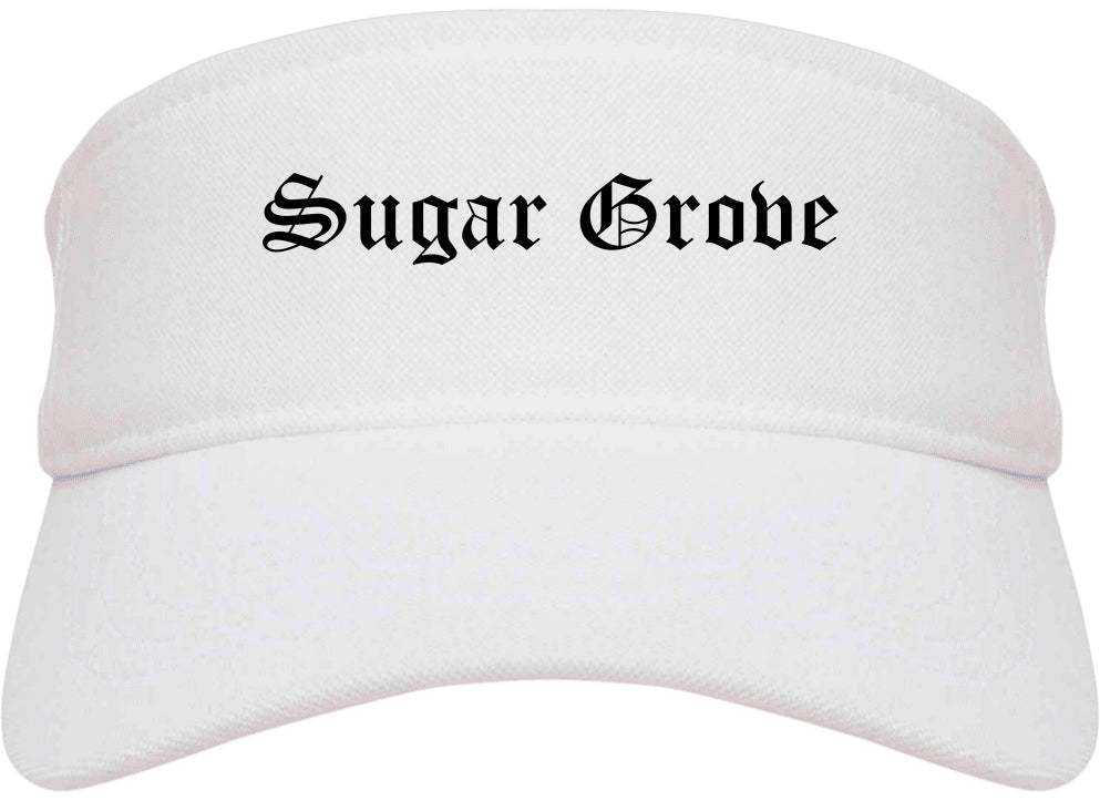 Sugar Grove Illinois IL Old English Mens Visor Cap Hat White