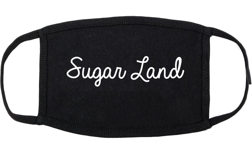 Sugar Land Texas TX Script Cotton Face Mask Black