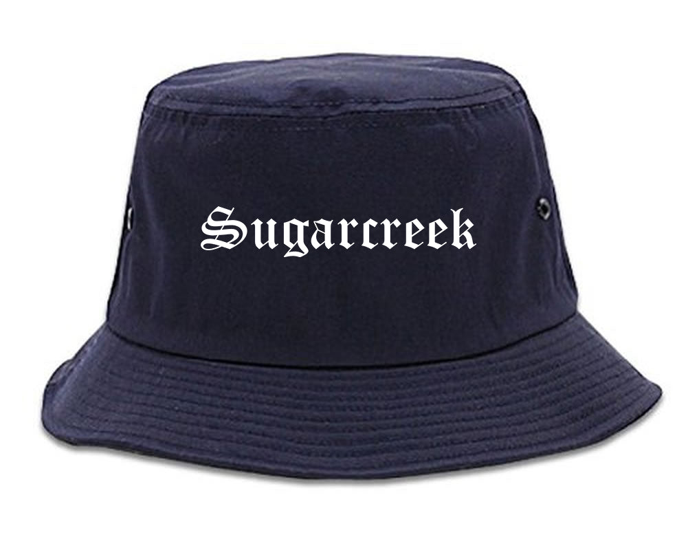 Sugarcreek Pennsylvania PA Old English Mens Bucket Hat Navy Blue